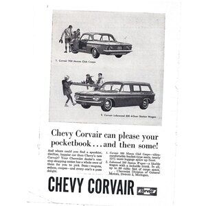 Chevy Corvair 900 Monza Club Coupe Lakewood Station Wagon Advertisement Print